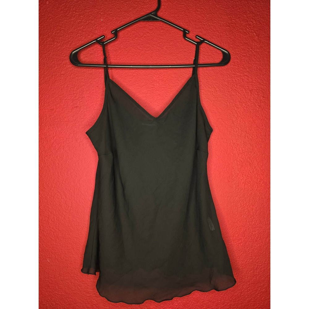 Notations Black Sleeveless V Neck Chiffon Tank Top‎ Blouse Womens Medium